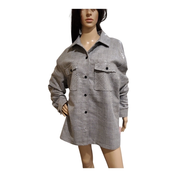 Avec Les Filles, Sequin Plaid Shirt Jacket. Size XL, NWT. - Picture 7 of 16